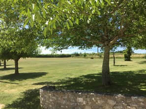 The view to the front right of the gite sitting on the front patio