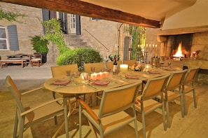 Outdoor dining area and barbecue