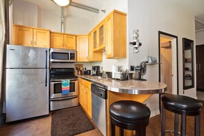 Fully stocked kitchen.  