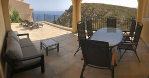 Upper terrace with BBQ, outdoor dining and stunning views!