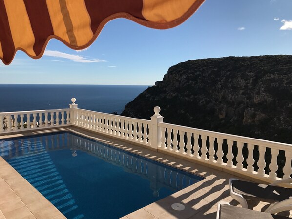 Heated private pool with frontline sea views