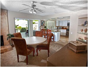 Dining area with view of the lake.