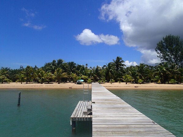 Typical day at Sabal Beach.  View from dock back to land.