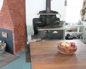 Kitchen with wood-fired stove