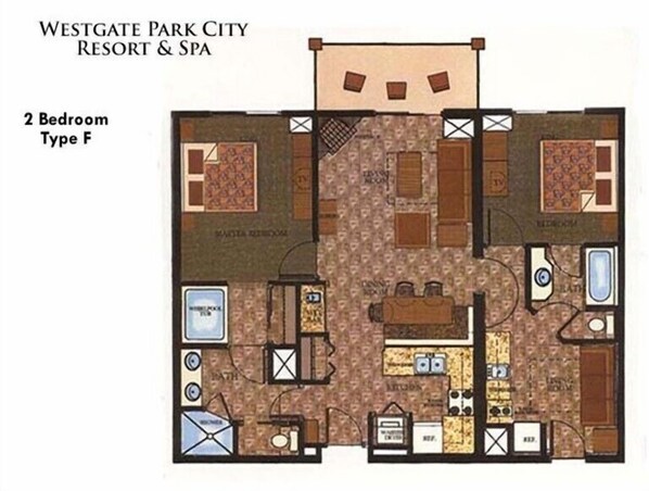 Floorplan of Signature 2BR Villa. 