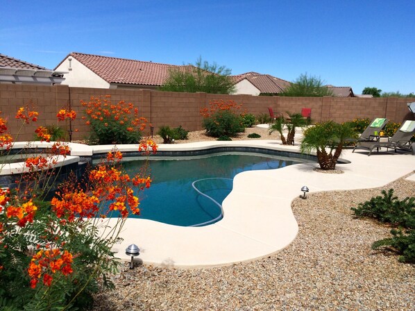 Spacious, and sunny, south facing backyard