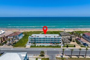 Aerial view of the property and the beautiful South Padre Island Beach!