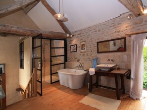 Upstairs Bath- great bathtub and shower and toilet in separate private room