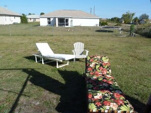 Huge fenced in back yard, ideal for pets