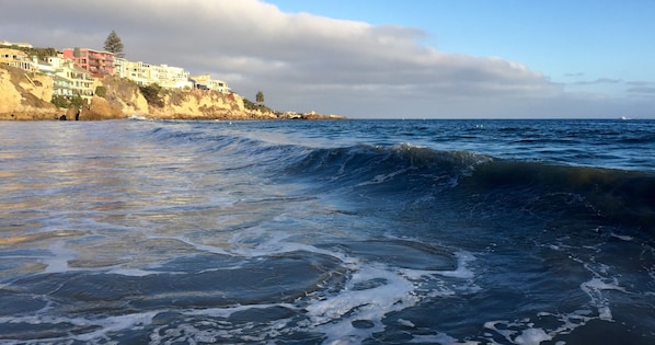 the beach at sunset