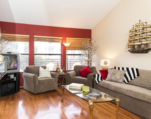 Nautical themed living room, with nod to Newport Beach's historic Dory Fishermen
