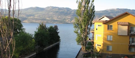 view of canal from covered balcony