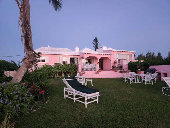 Our Front Lawn with ocean views of the Great Sound