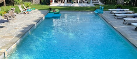 Large pool with spacious patios 