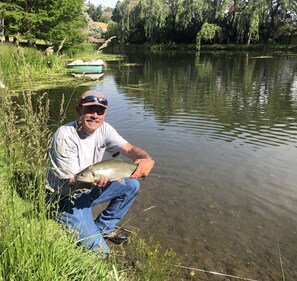 Bring your fish-n rod!  Our pond is stocked with trout!  What a meal! 