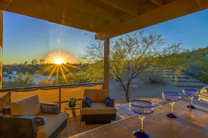 One of 3 PATIOS Welcome you. Time to Relax and enjoy the 360 degree Desert Views