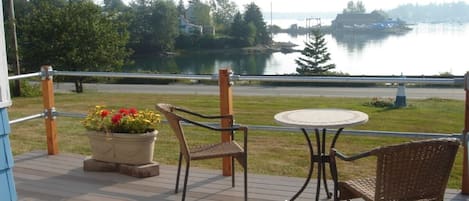 The front deck overlooking Bass Harbor