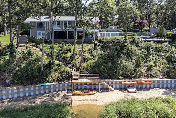 Stairs to the beach and our little wading beach to launch the kayaks