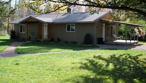 Beautiful big yard with Lilacs,  Mature fruit trees, Fire pit and Outdoor BBQ 