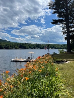 Enjoy the lawn and the flowers.