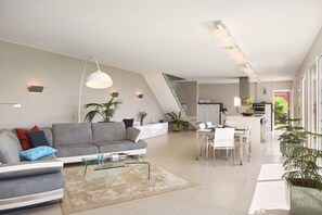 Bright and spacious open plan living room