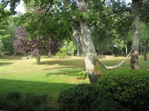 Leafy mature garden surrounds the villa