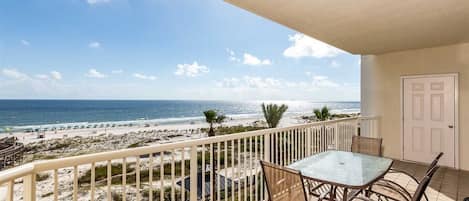 Balcony view of ocean to the right