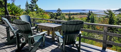 An unobstructed view of Popham Beach and the Atlantic from second-story deck.