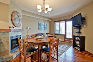 Raised, comfort-height dining area