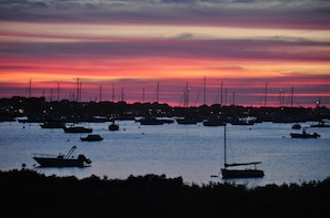 View from the cottage. Sunsets across Nantucket harbor are beautiful.