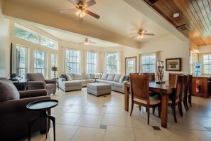 Spacious main living area with plenty of seating. New living room furniture.