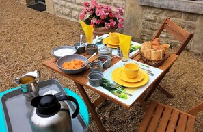 Breakfast on the terrace, weather permitting.