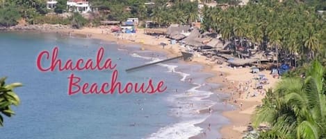 Only house on the sand at Chacala Beach/Sleep 6-7. See also VRBO 894608

