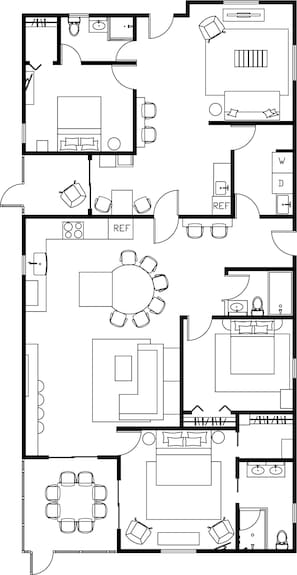 Floor Plan. Top portion is the Mother-in-Law Suite and Main House is lower part.