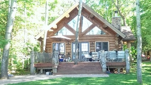 Lakeside view of cabin