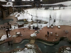 Hot tubs and lift, from a  slopeside balcony. (Not guaranteed)
