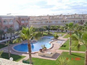 View of the pool from our roof solarium