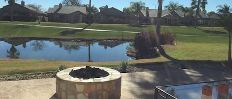 Enjoy a relaxing evening by the gas lit fire pit.