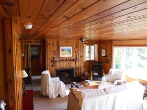 Knotty pine. Spacious windows.