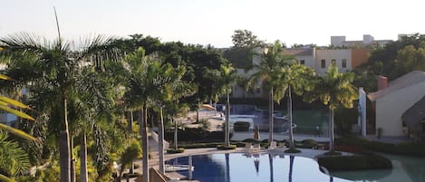 One of the two beautiful pools at Condominios Taheima