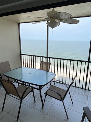 Screened in Patio looking straight out on the beach, You do not see neighbors