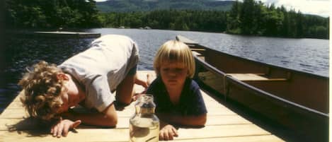 The Ossipee Ring (Blacksnout), dock, canoe, pickerel minnow