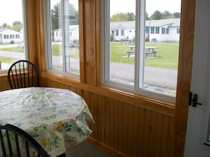 a great view of the picnic/playground area from our enclosed porch.