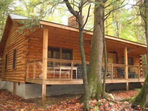This is one cozy log cabin located near Black Mtn. Campground.