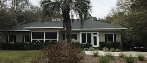 Front view of home in winter