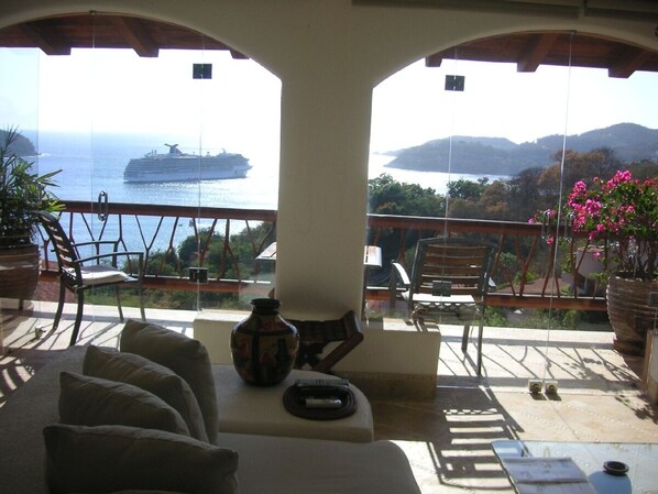 The view from your sofa that seats 8. Watch the activity !