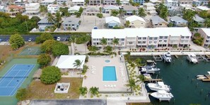 View of pool, Marina and C Building where unit is located