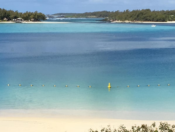 Panoramic view of Blue Bay lagoon from Villa bella  rooftop terrace. 