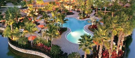 Birds-Eye view of main Paseo Pool