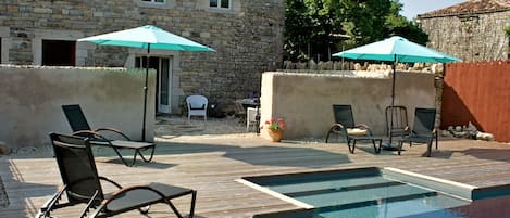 The Cottage with rear terrace and pool deck